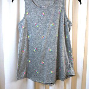 Girls Justice Light Gray Tank Top w/Popsicle Print, Size 14/16